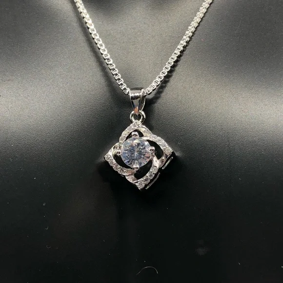 925 Sterling Silver Diamond Boho Fashion Elegant Necklace - Picture 5 of 8